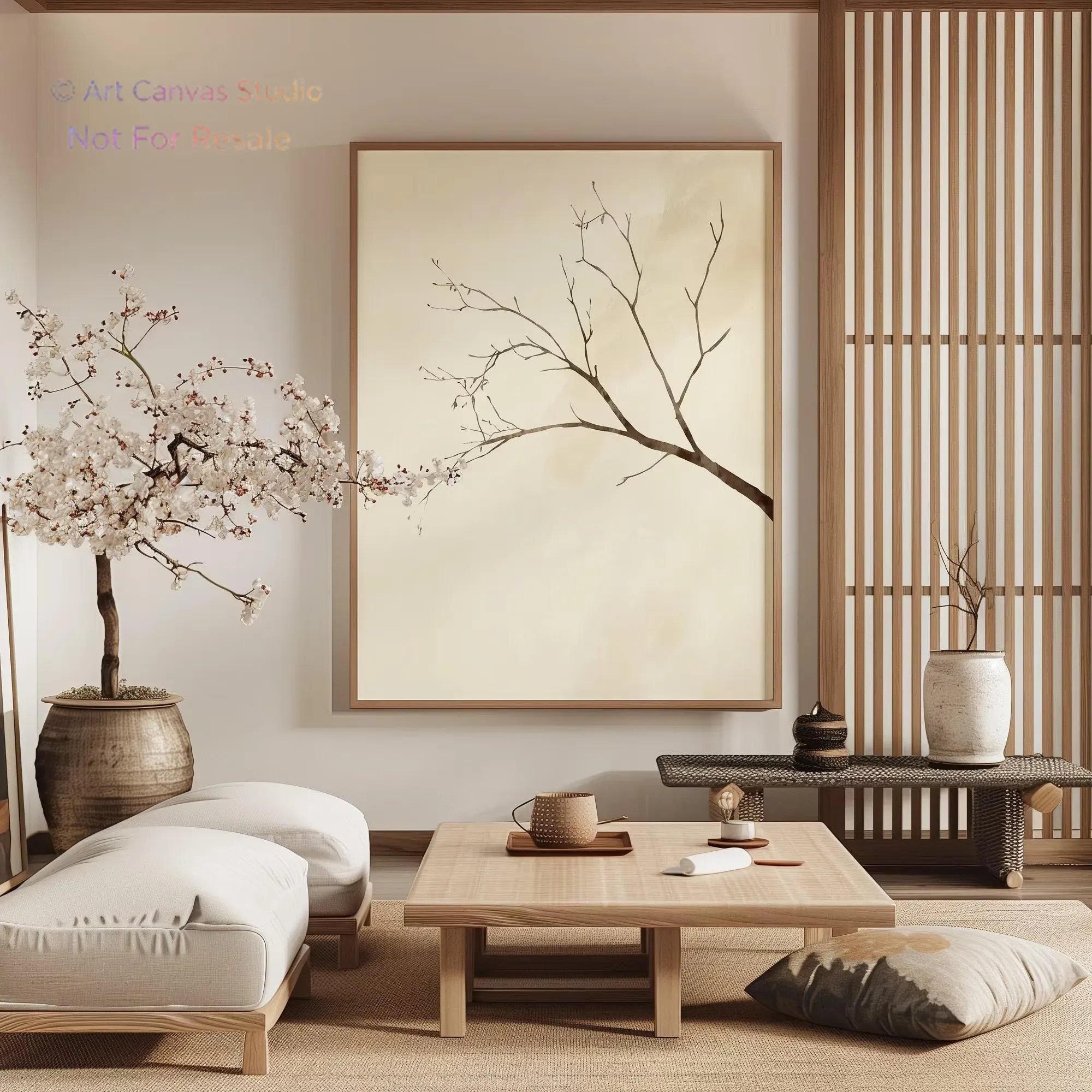 Interior Design Style - Interior wall art, Wabi-sabi, Japanese-style tree