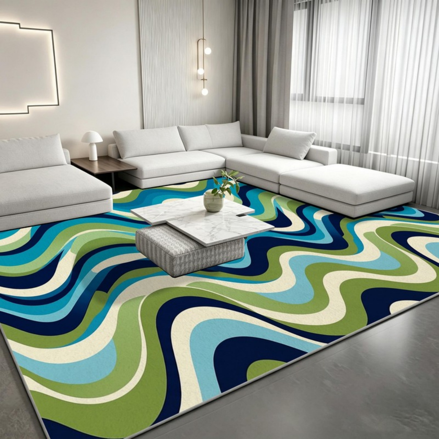 Room Decor Rug, Blue Green Alt - Printed Rug Abstract 评论和价格