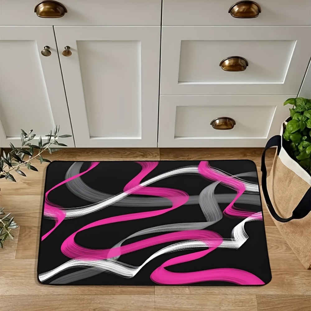 Hot Pink and Gray Black Geomet - Printed Rug Abstract 评论和价格