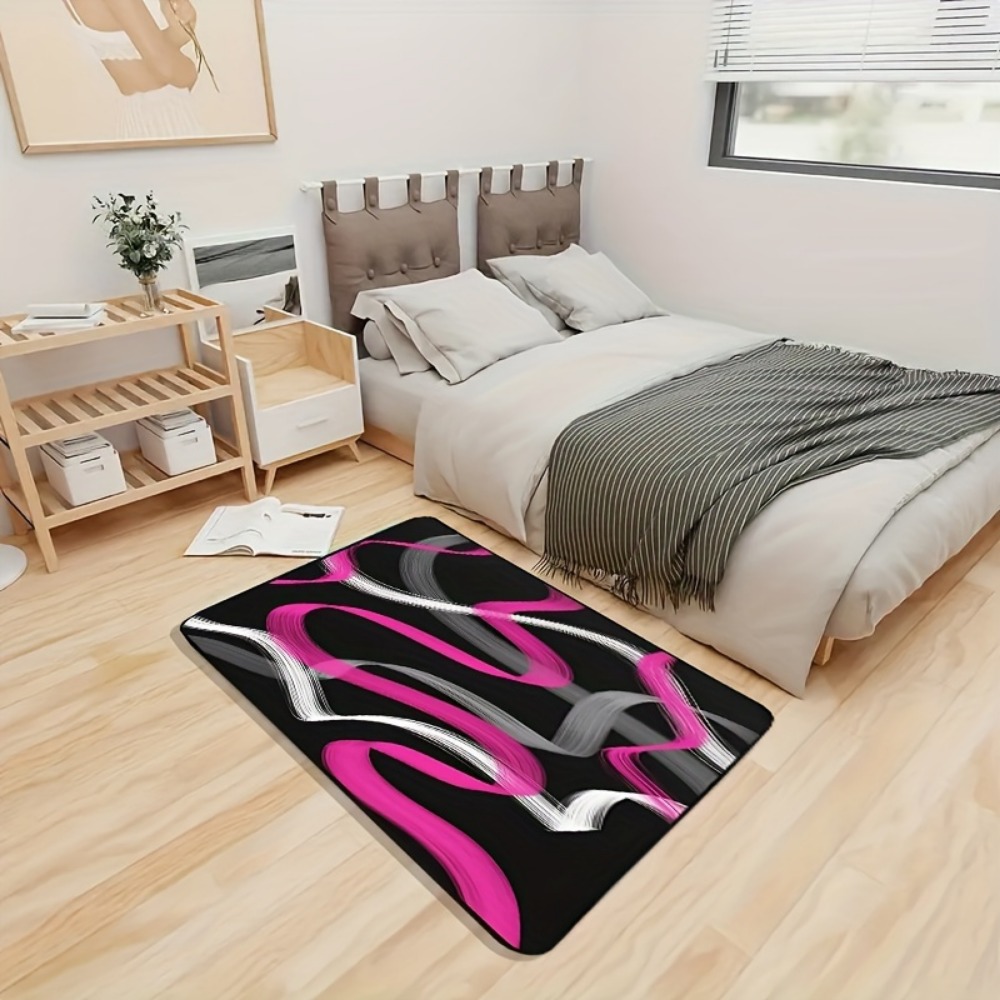 Hot Pink and Gray Black Geomet - Printed Rug Abstract 评论和价格